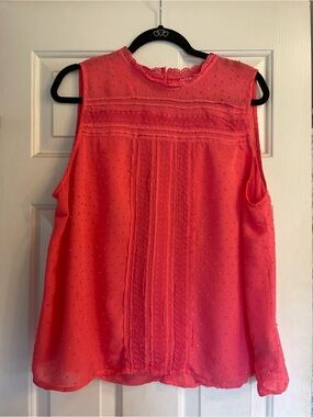 GAP Coral Dot Lace-Trim Sleeveless Camisole Top